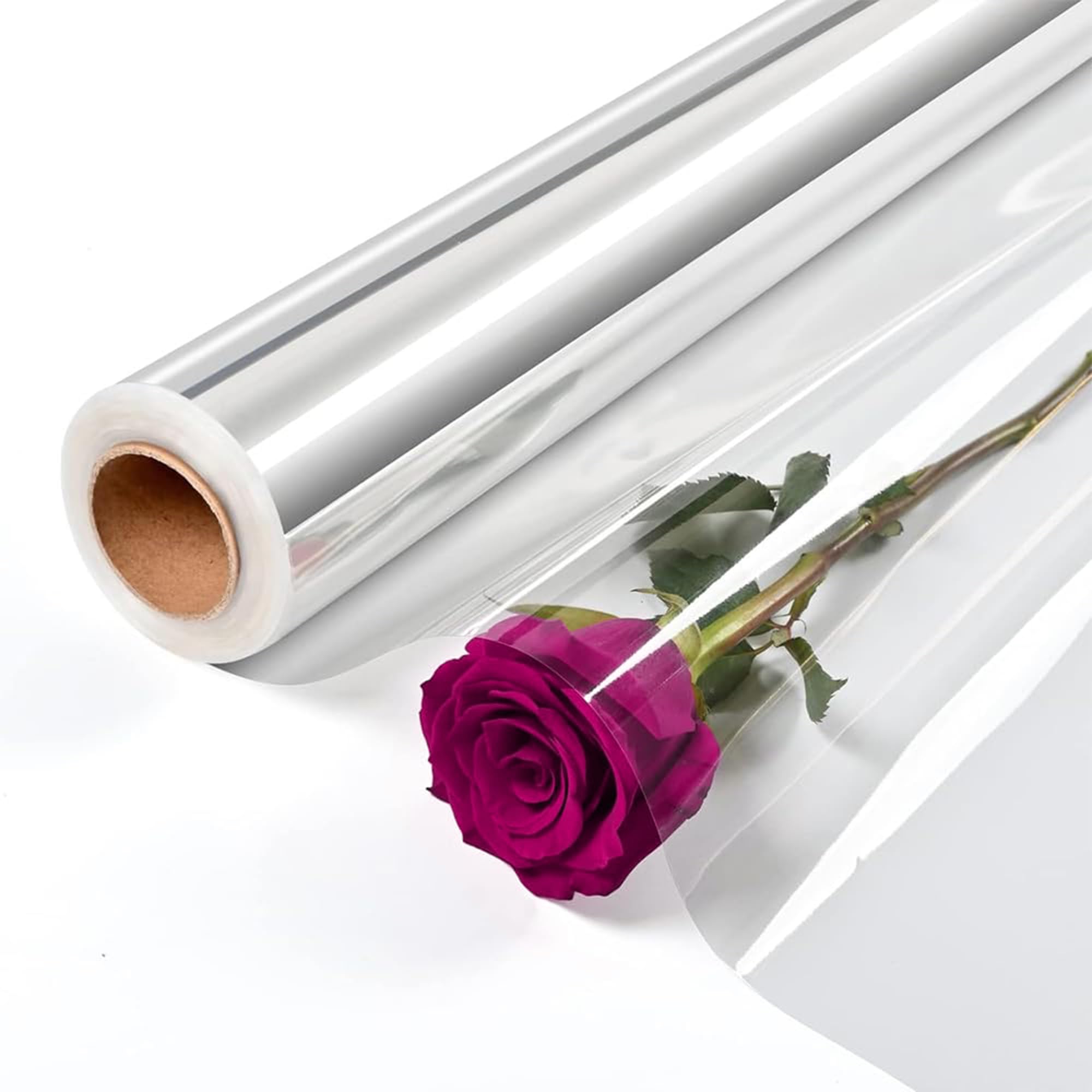 Cellophane Trasparente Per Regali - Rotolo 40cm X 30m Con Fiocchi E Nastri