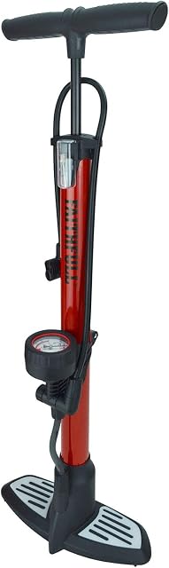 Faithfull FAIAUHPUMP High Pressure Floor Bike Pump with non slip foot plate includes additional adapators and clips for storage. Max 160psi