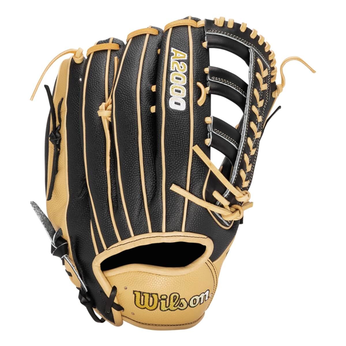 Wilson 2023 A2000 Superskin 1810 (di), Outfield-Guanti da Baseball Unisex, Nero/Biondo, 12.75"