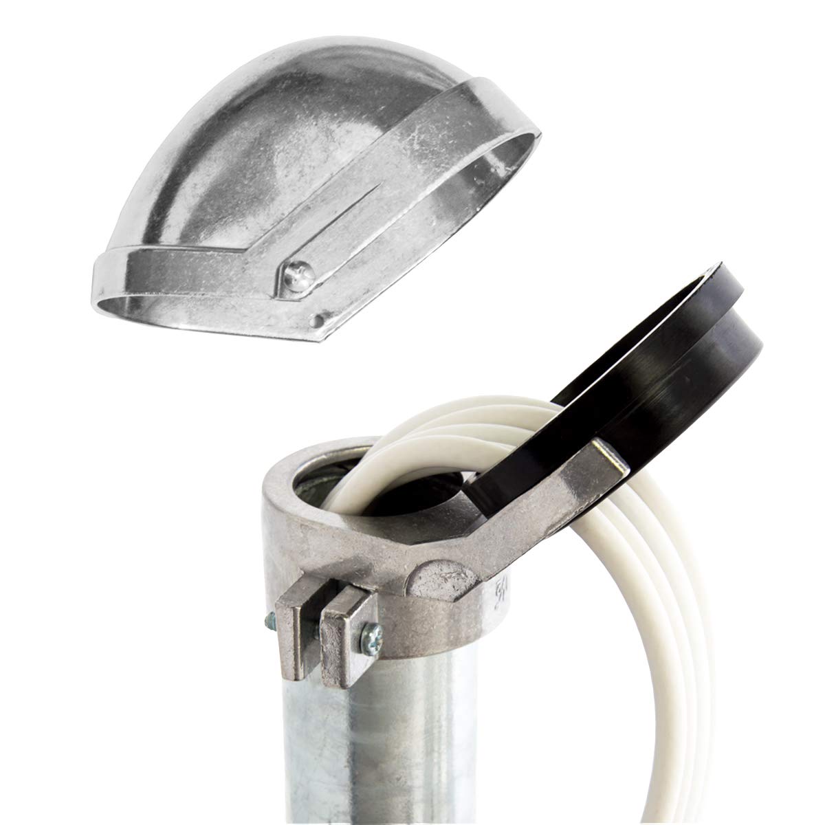 PremiumX nasadka masztu z otworem na kabel, aluminium, do uchwytów krokwi dachowych SAT, uchwyt ścienny, średnica 48-52 mm, aluminium