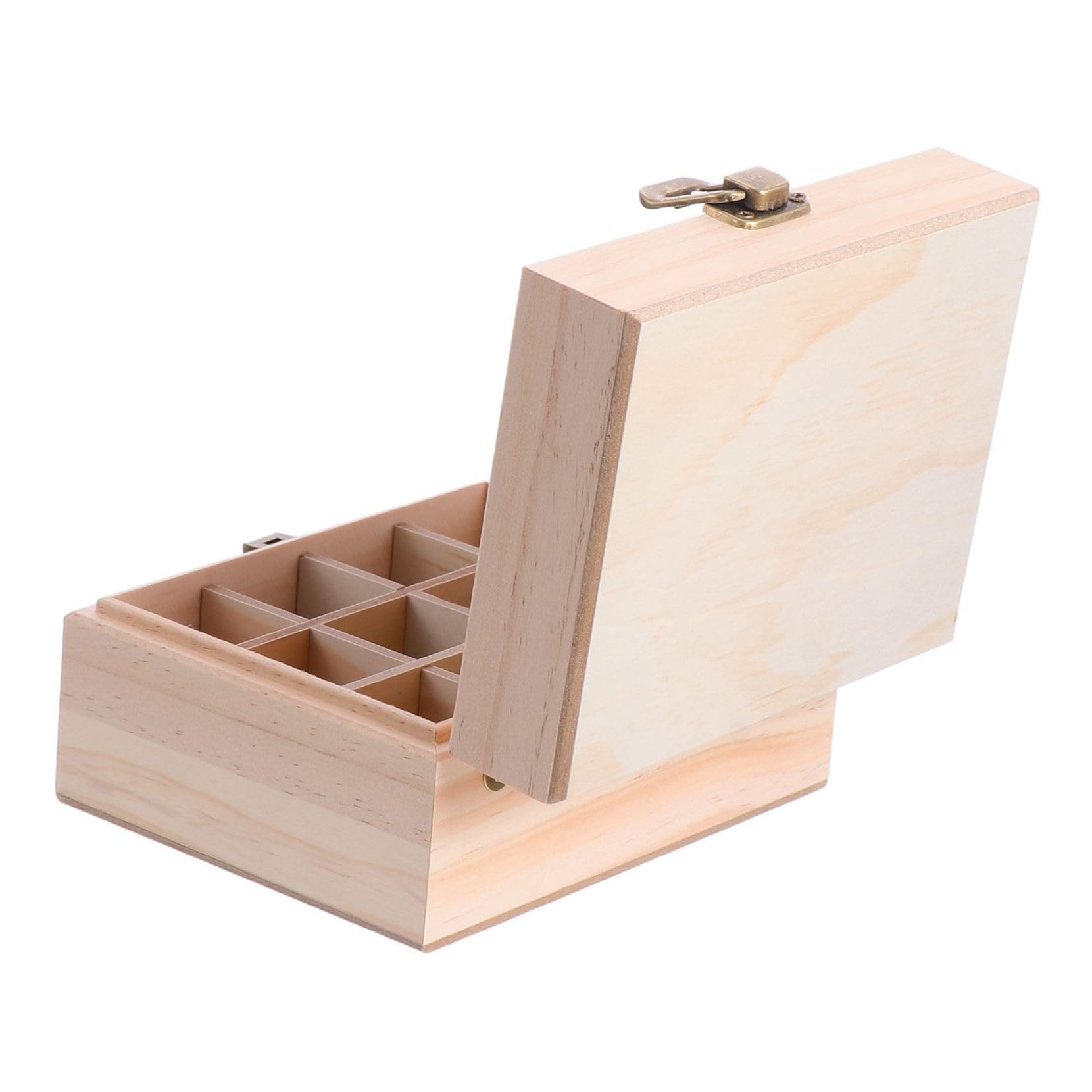 MUSISALY Essential Oil Case Travel Essential Oil Packaging Box 12 Compartment Wood Holder Storage Clean Design