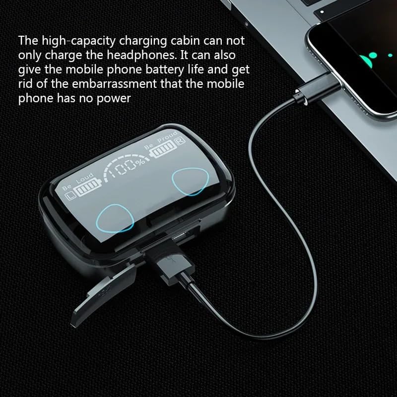 M10 charging case connected to a phone via USB cable