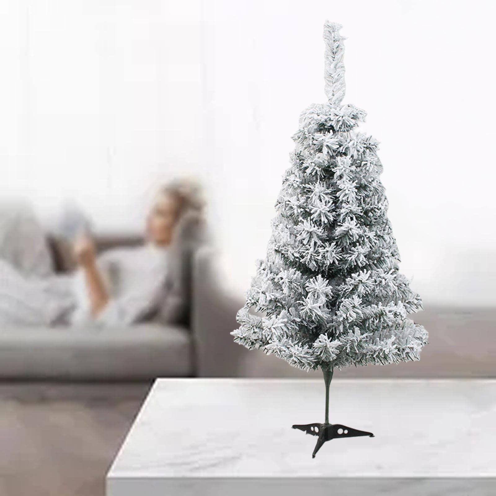 MagiDeal Tabletop Artificial Christmas Tree Decor Centerpiece Photo Prop Escena de Nieve Flocado de Navidad para Centro Comercial, Festival, Patio, al, l