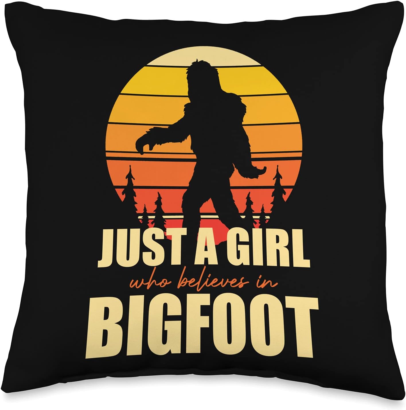 Retro Yeti Sasquatch Just A Girl Who Believes In Bigfoot Throw Pillow