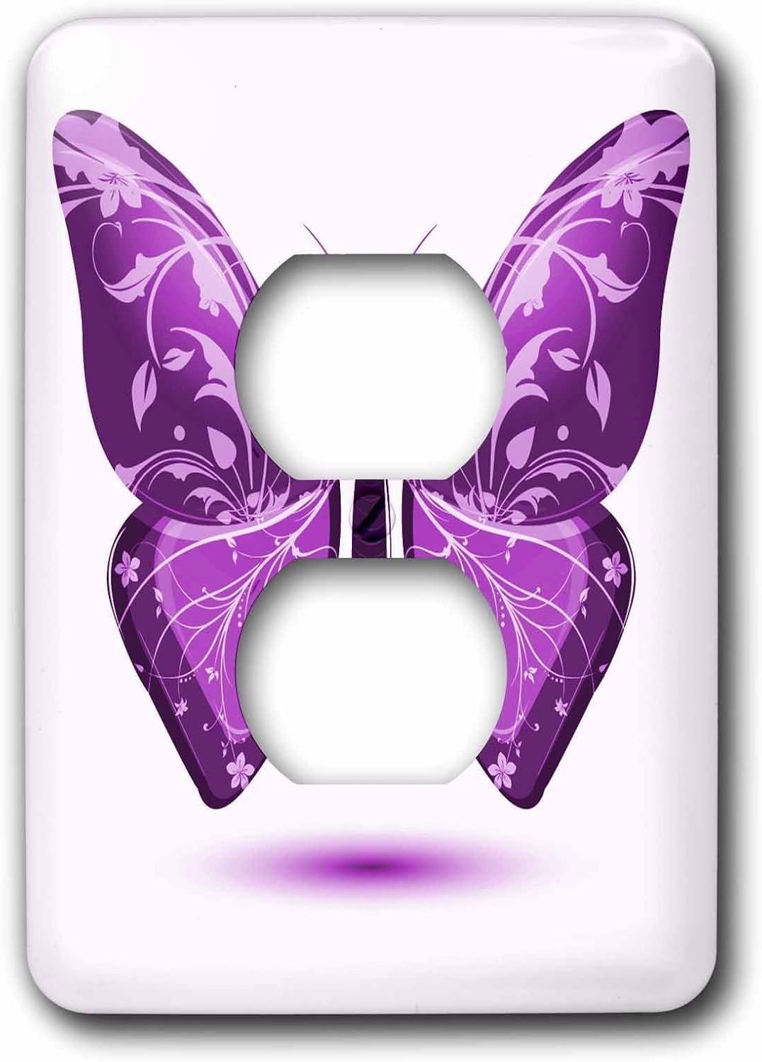 3dRose LLC lsp_101576_6 Large Purple Butterfly with Flourish Wings 2 Plug Outlet Cover