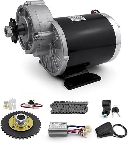 L-faster 24V36V48V 450W Kit de conversión de carro eléctrico de cuatro ruedas con pedal de gas 38 dientes piñón para cadena de motocicleta 420 (kit
