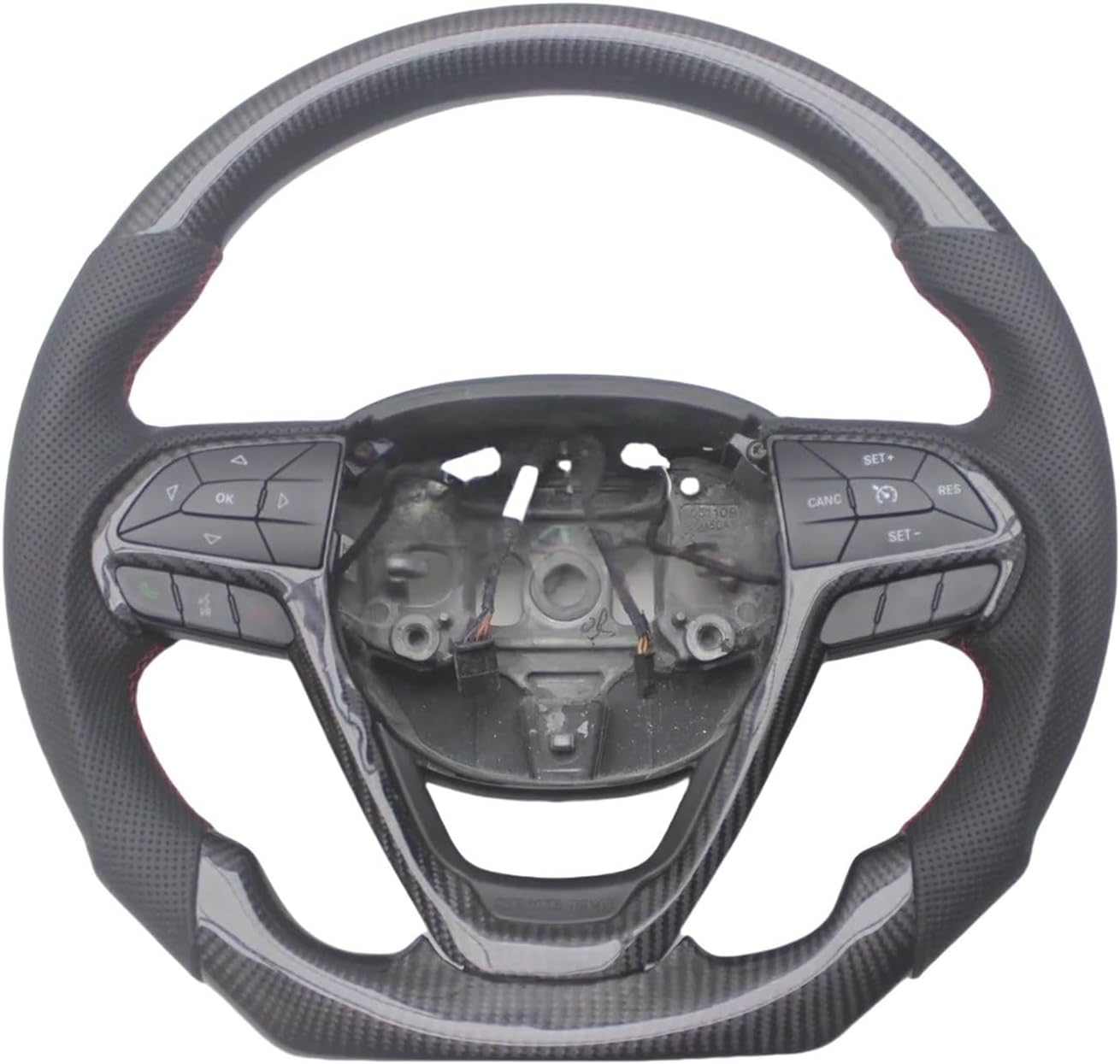 Replacement Real Carbon Fiber Steering Wheel With Leather Compatible For Jeep Grand Cherokee 2014-2020(With Paddles)
