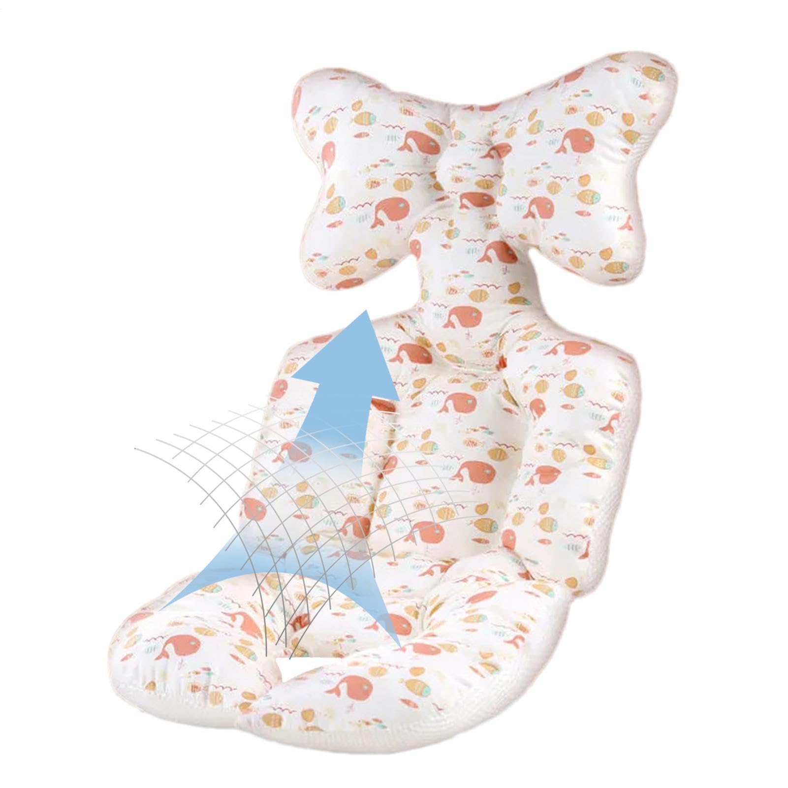 Cojín de asiento de coche infantil | Inserto de asiento de coche para | recién nacidos | Cojín de apoyo para la cabeza y el cuerpo del bebé suave y transpirable antideslizante para cochecitos