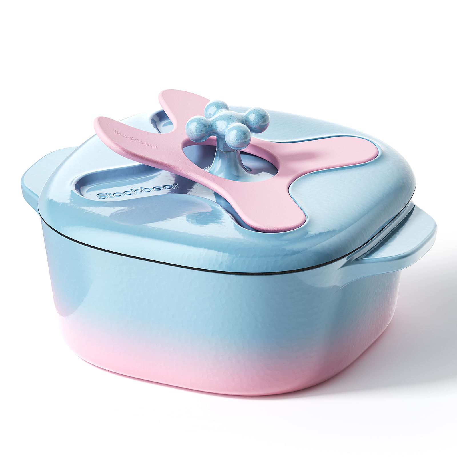 Stackbear 4.7L Enameled Cast Iron Dutch Oven Pot with Lid – Premium Durability & Oven Safe – Casserole Pot With Lid Perfect for Bread Baking, Stews, Braising & Roasting – Light Blue