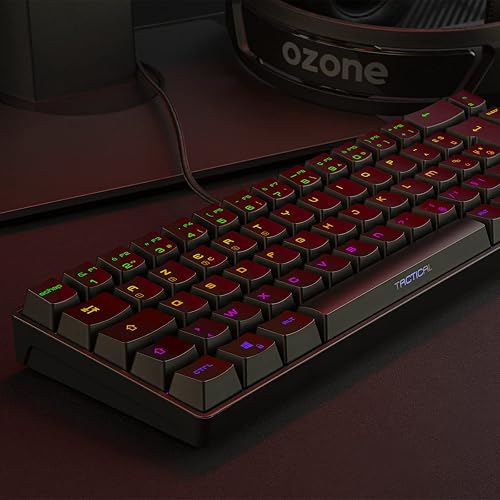 Ozone Gaming Tactical – Mini Clavier Gaming mécanique 65%, Bluetooth et USB, switches Outemu Red, Anti-ghosting, LED RGB, Layout FR, Couleur Noire - 5