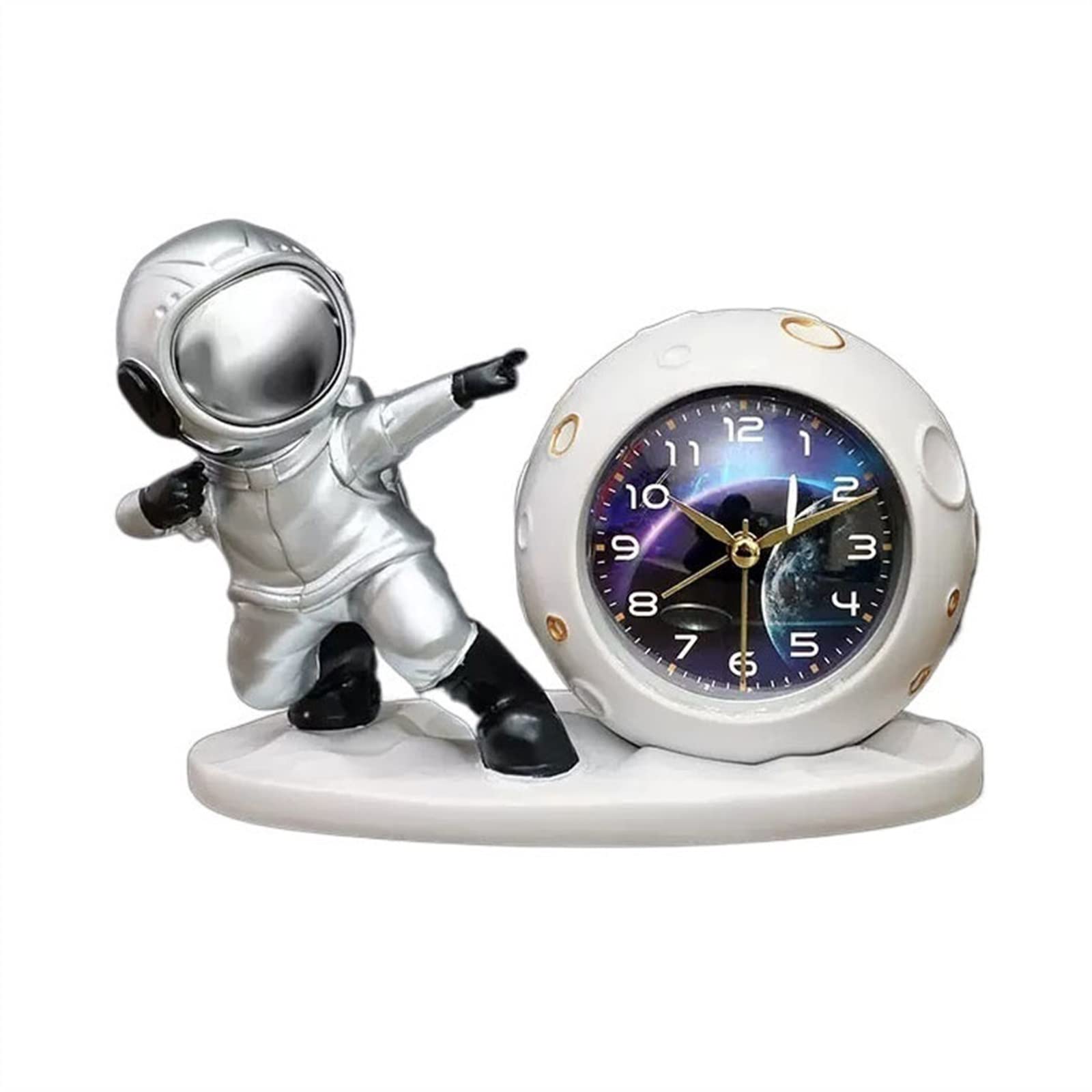 B3F7M4R9J2 Table clock Creative Desk Clock Household Light Luxury Living Room Cartoon Alarm Desktop Decoration(Silver)