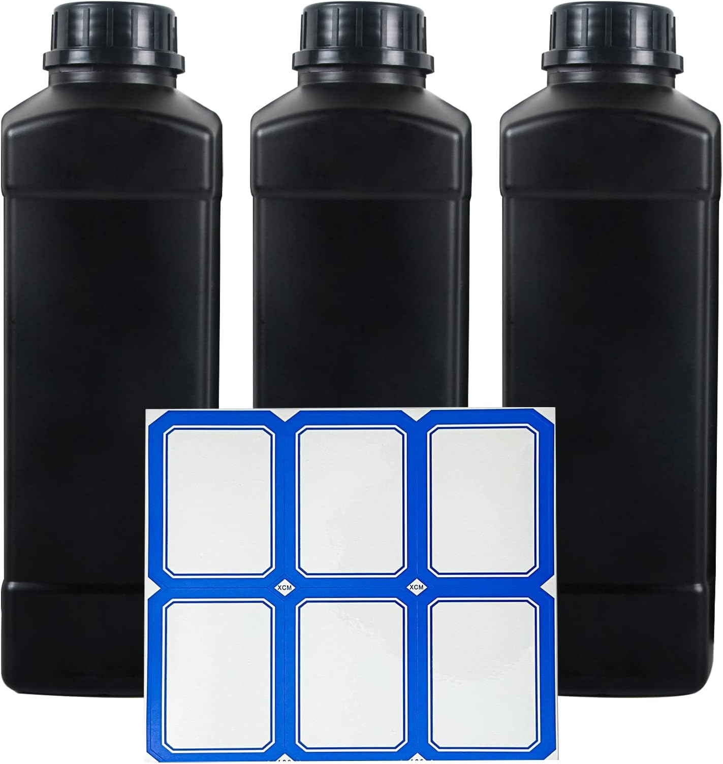 Fuyunohi3x1L HDPE Darkroom Chemical Storage Bottles Square Liquid Container Bottle Anti Oxidation Storage Film Photo Developing Processing Equipment with Label,Black