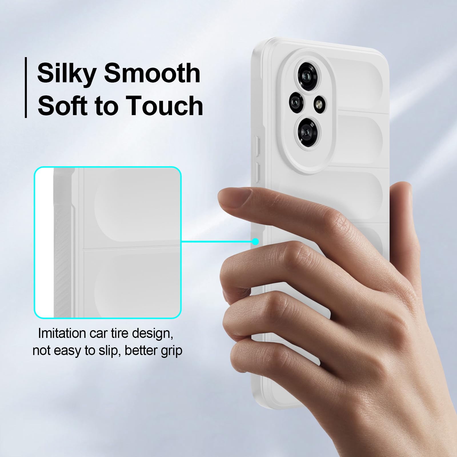 Silicone Case for Honor 200, Anti-Scratch Microfiber Lining, Shockproof Case with Camera Protection, White — view 7