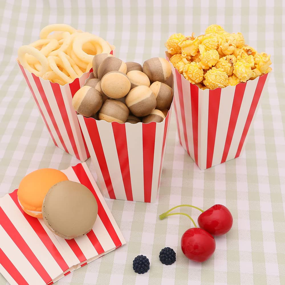 QQdou Popcornzakjes, 24 stuks, popcornzakjes, klein, rood-wit