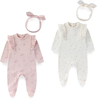 Long Sleeve Baby Footies With Accessories Cotton Infant Romper
