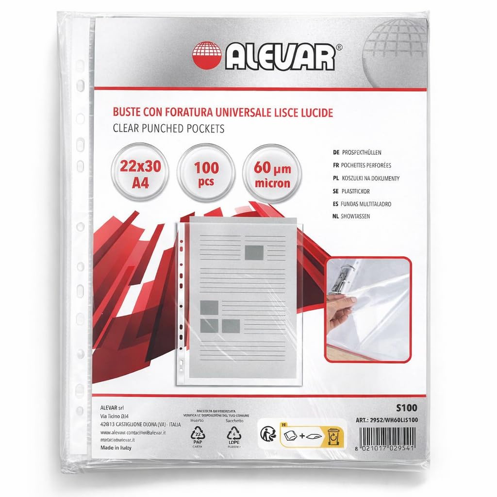 Alevar 2952/WH60LIS100 Transparent Punched Pockets