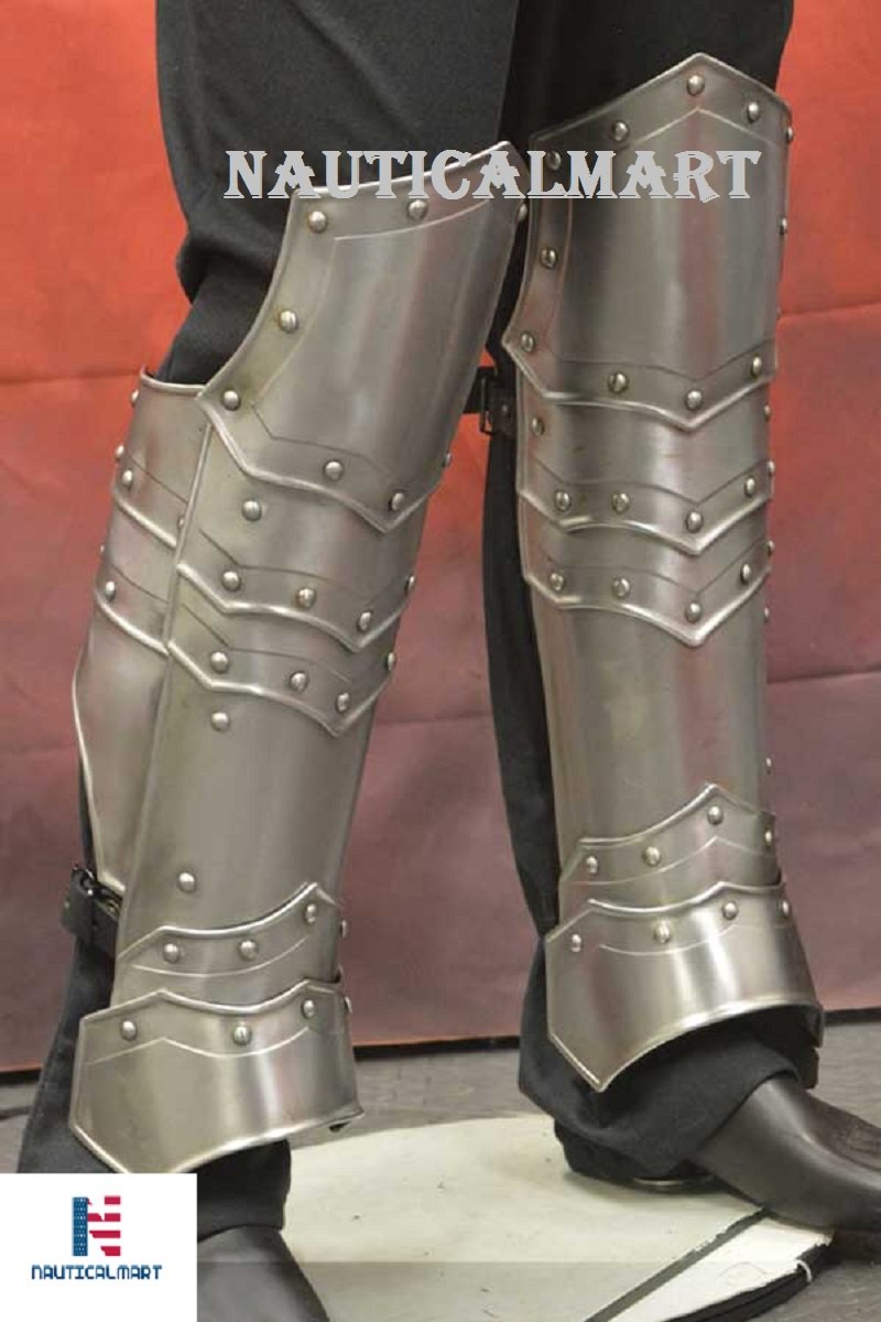 Nauticalmart Medieval Steel Full Greaves Leg Armor SCA LARP
