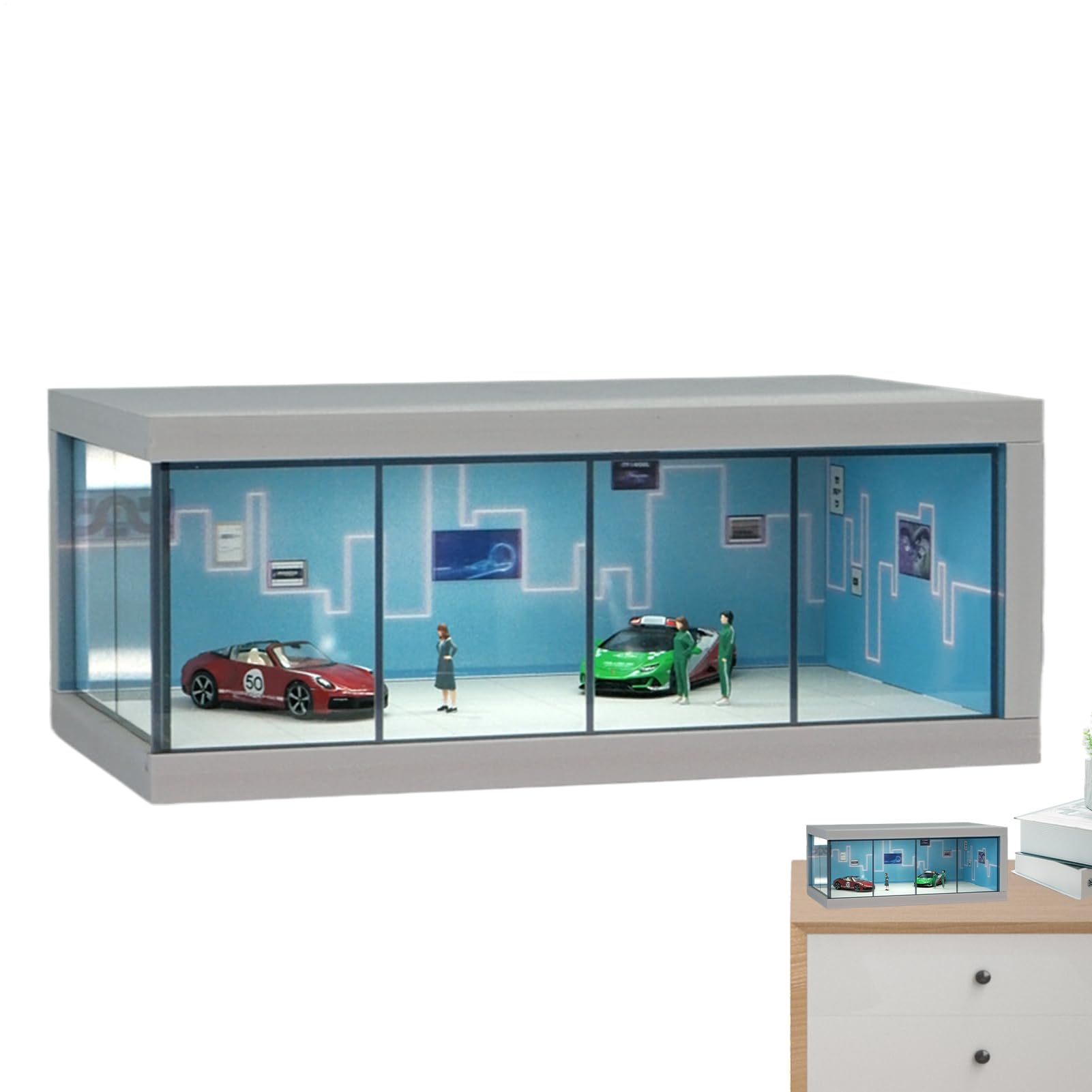 Vitrina para Modelos De Coche Vitrina Iluminada Apilable Ahorra Espacio