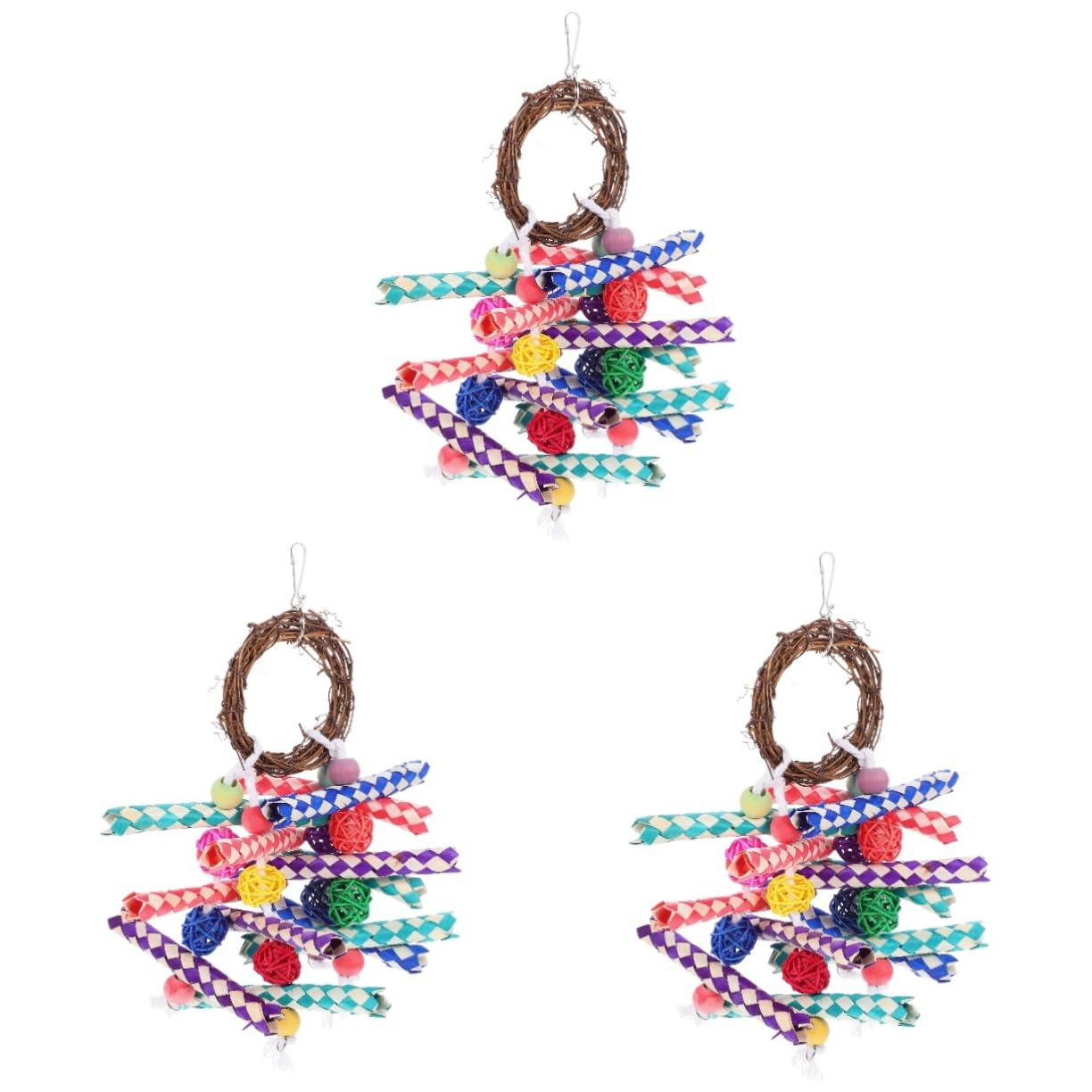 YARNOW 3piezas Juguete para Pájaros De Madera De Juguete De Masticar para Periquitos y para La Actividad Física Diversión