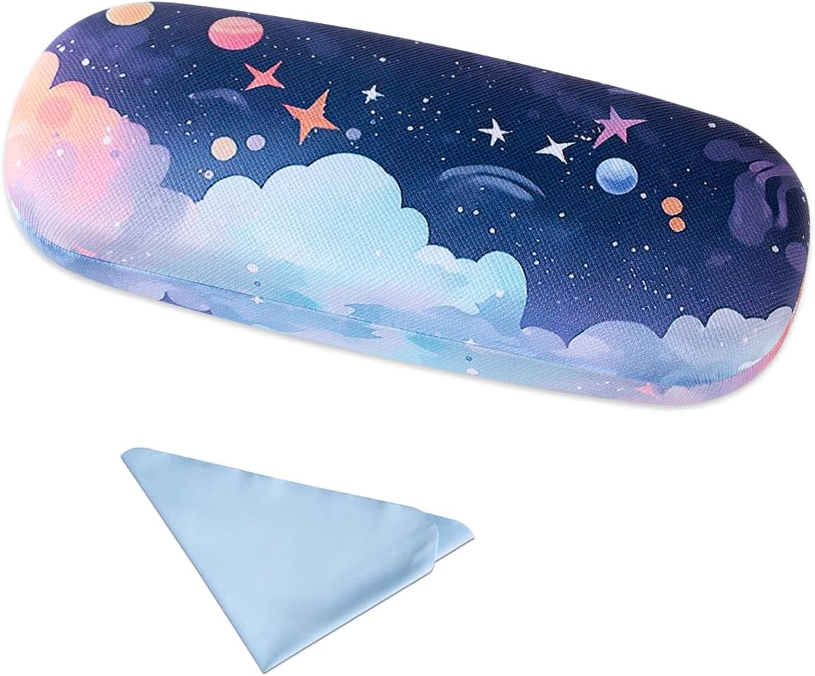PERFECTSIGHT Hard Shell Eyeglasses Case, PU Leather Protective Glasses Case, Cute Eyeglass Case for Women Men Girls