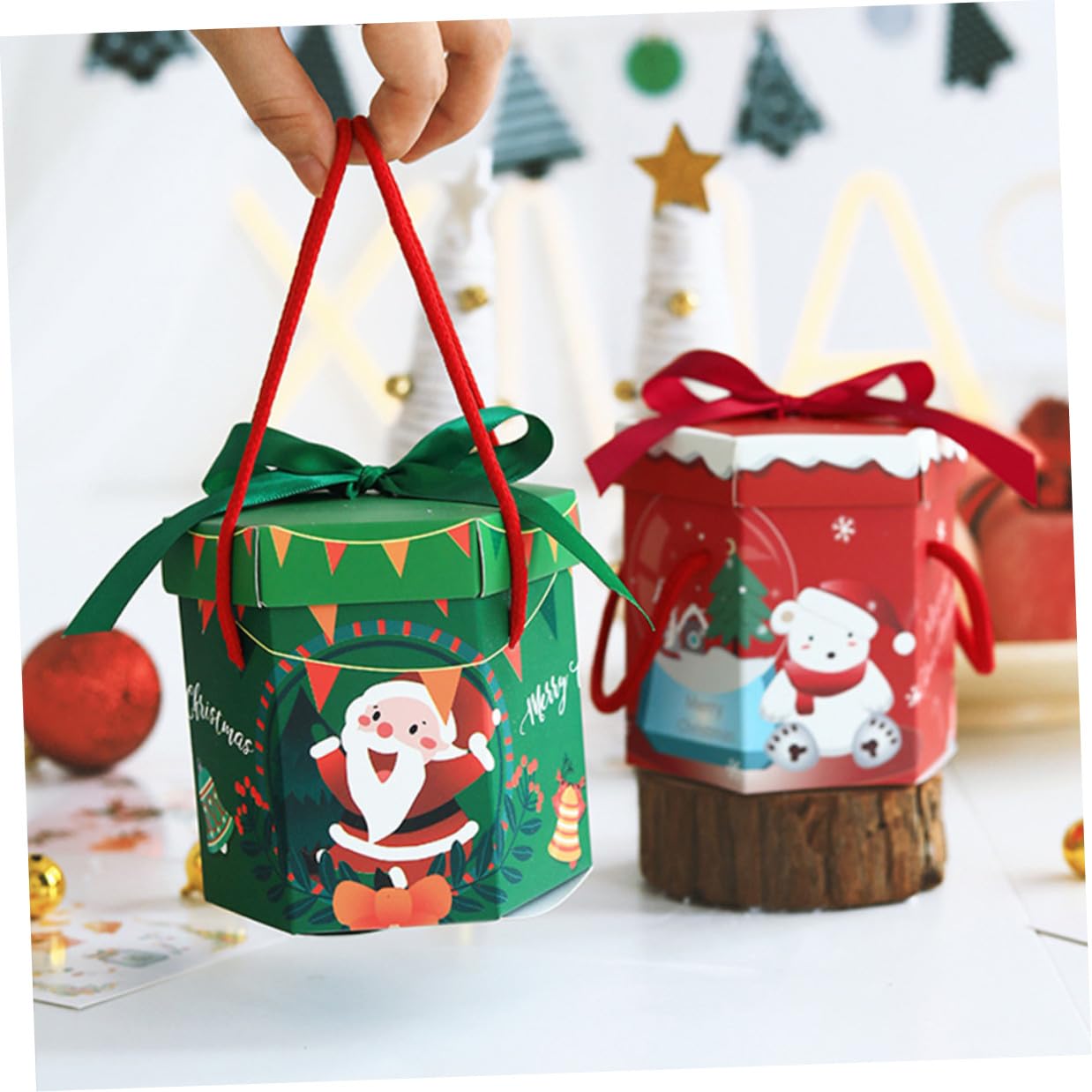SECFOU Scatole Natalizie Esagonali in Design Classico di Stili multipli per Confezionare Caramelle e Dolci, Design Classico di per Decorazioni Tavolo Matrimonio Stili multipli