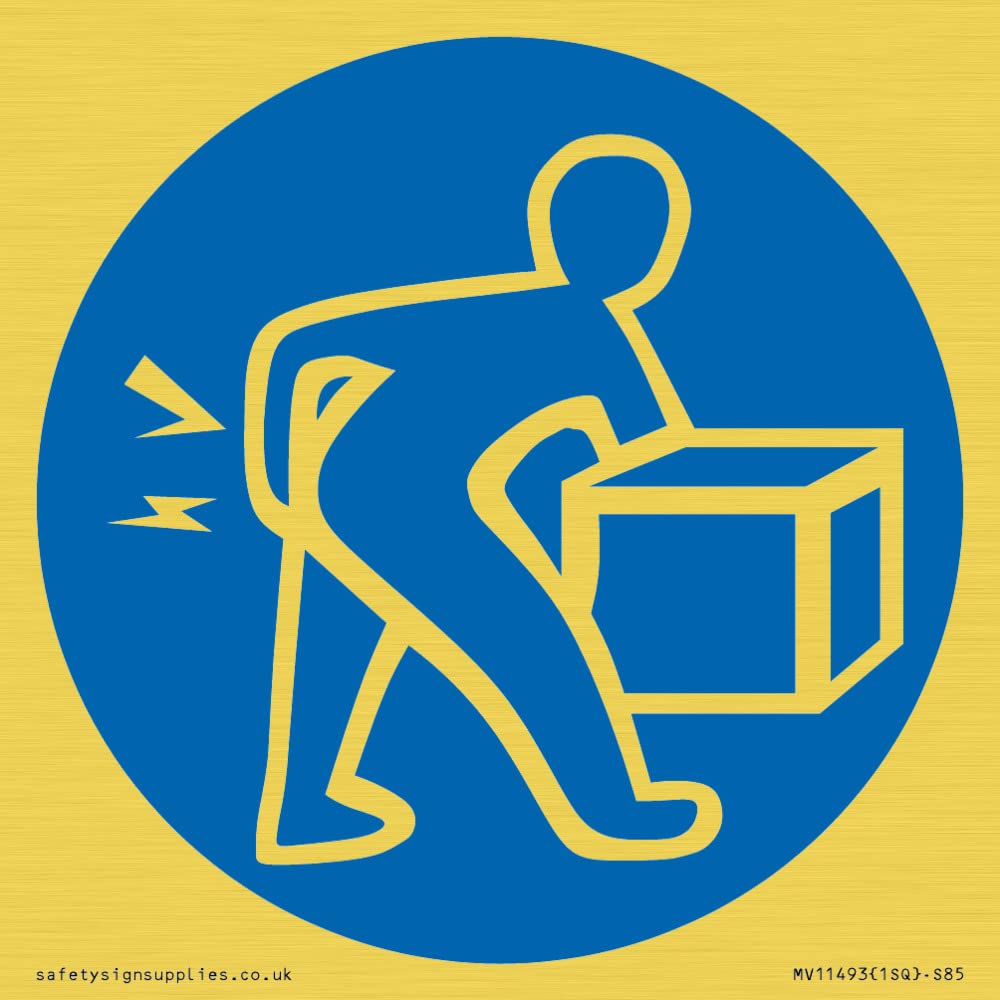 Mandatory: Lift correctly Sign - 85x85mm - S85