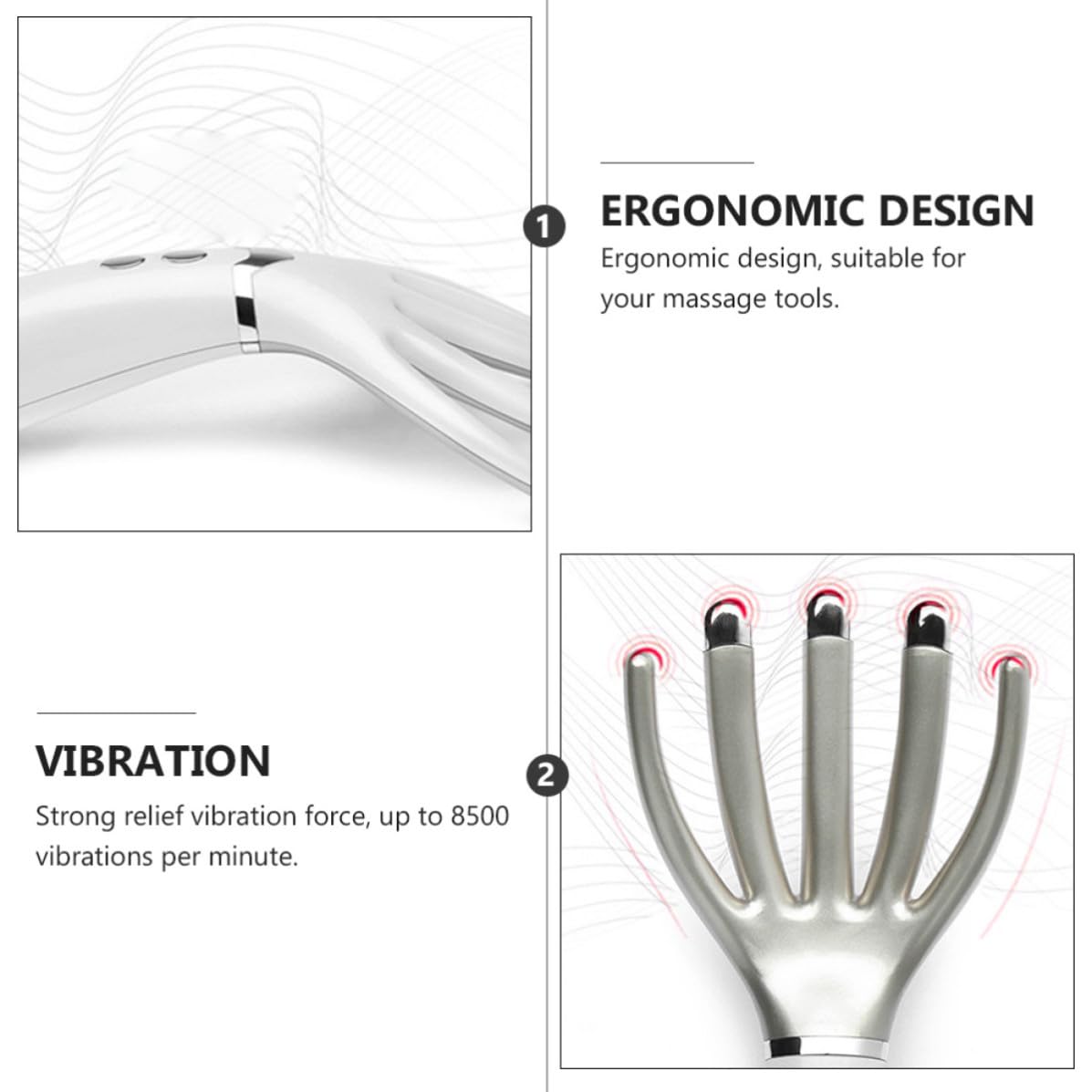 USHOBE Peine de Masaje Eléctrico Diseño Ergonómico y Carga Usb, Cepillo de Masaje para Cuero Cabelludo Hecho de Abs, Adecuado para Relajación Diaria