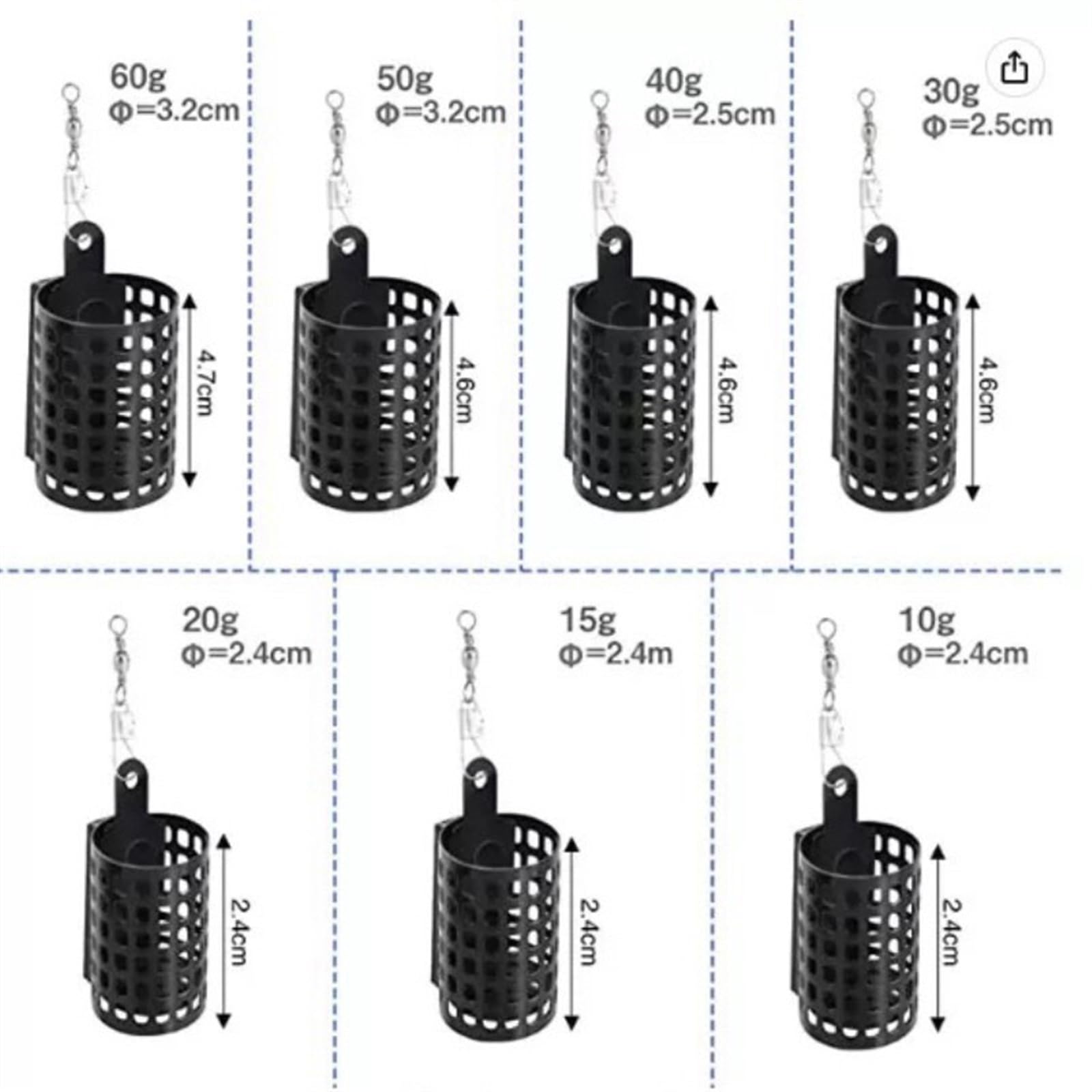 Angeln Köder Käfig 10 STÜCKE Angelgerät Feeder Käfig Rund Quadratisch for Karpfen Grob Spiel Barbel Metall Feeder Feeder Korb Käfig Angelköder Käfig(10PCS Round-60g)