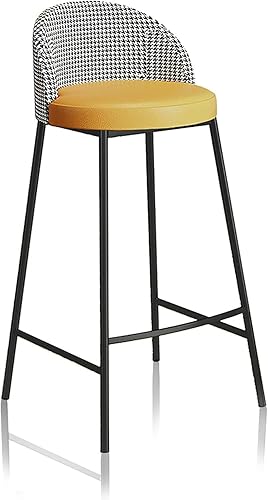 Miniatura 7 de Taburete de bar moderno tapizado con respaldo y pies, piel sintética, cojín grueso, Patas de Metal resistentes, altura de mostrador, para cocina,