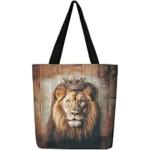 Lion Eagle Canvas Tote Bag,3D Print Wild Animals Aesthetic Shoulder Handbags for Shopping Gym