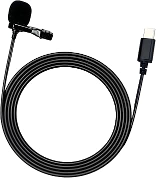 ميكروفون USB-C Lavalier - ميكروفون مكثف متعدد الاتجاهات لهاتف iPhone 15/16، Android، PC، Mac، YouTube، ASMR، Vlogging - التوصيل والتشغيل مع زجاج أمامي مقاس 118 بوصة