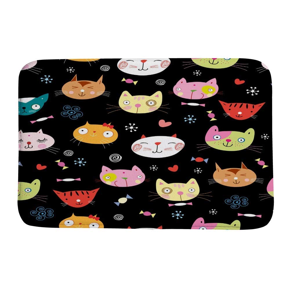 Tapis de bain épais lavable en machine avec motif chat mignon pour sol antidérapant