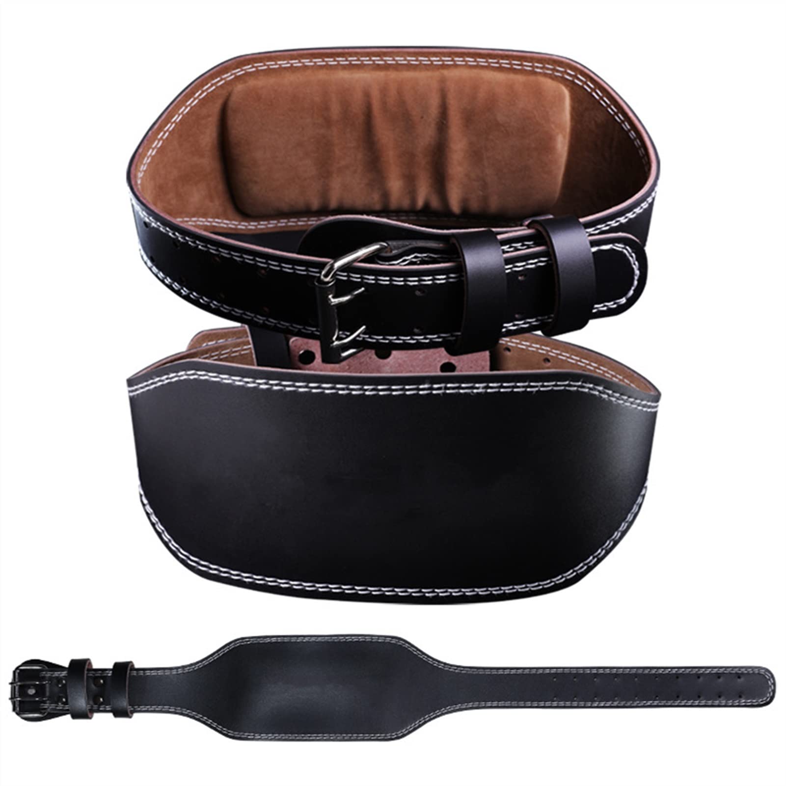 Unisex Szeroki Regulowany Skórzany Pas Do Podnoszenia Ciężarów Wsparcie Talii Pas Gimnastyczny Treningowe Paski Do Podnoszenia Ciężarów (Color : Black, Size : L)