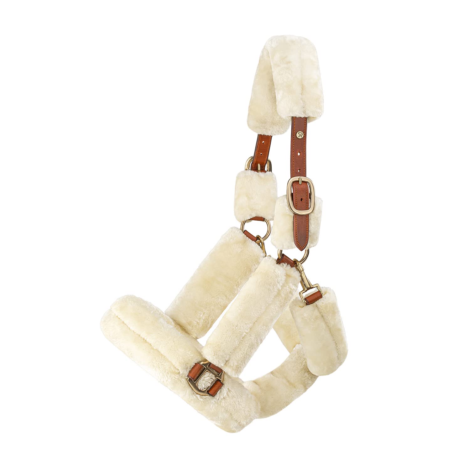 SUNRIDE Cabestro de Piel para Caballos (Dover) con Cuerda - de Cuero Genuino - Ajustable (COB, marrón)