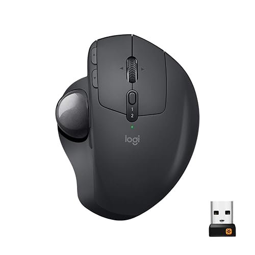 Logitech MX Ergo Wireless Trackball Mouse, Ergonomic Design, Move Content Between 2 Windows and Apple Mac Computers (Bluetooth or USB), Rechargeable