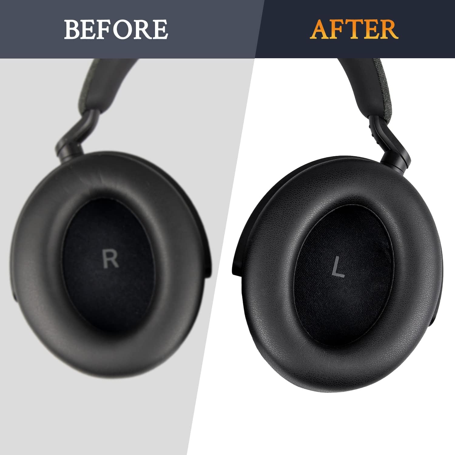 SOULWIT Protein Leather Earpads Replacement for Sennheiser Momentum 4 Over/Around Ear Wireless Headphones, Ear Pads Cushions with High-Density Noise Isolation Foam - Black - Image 6