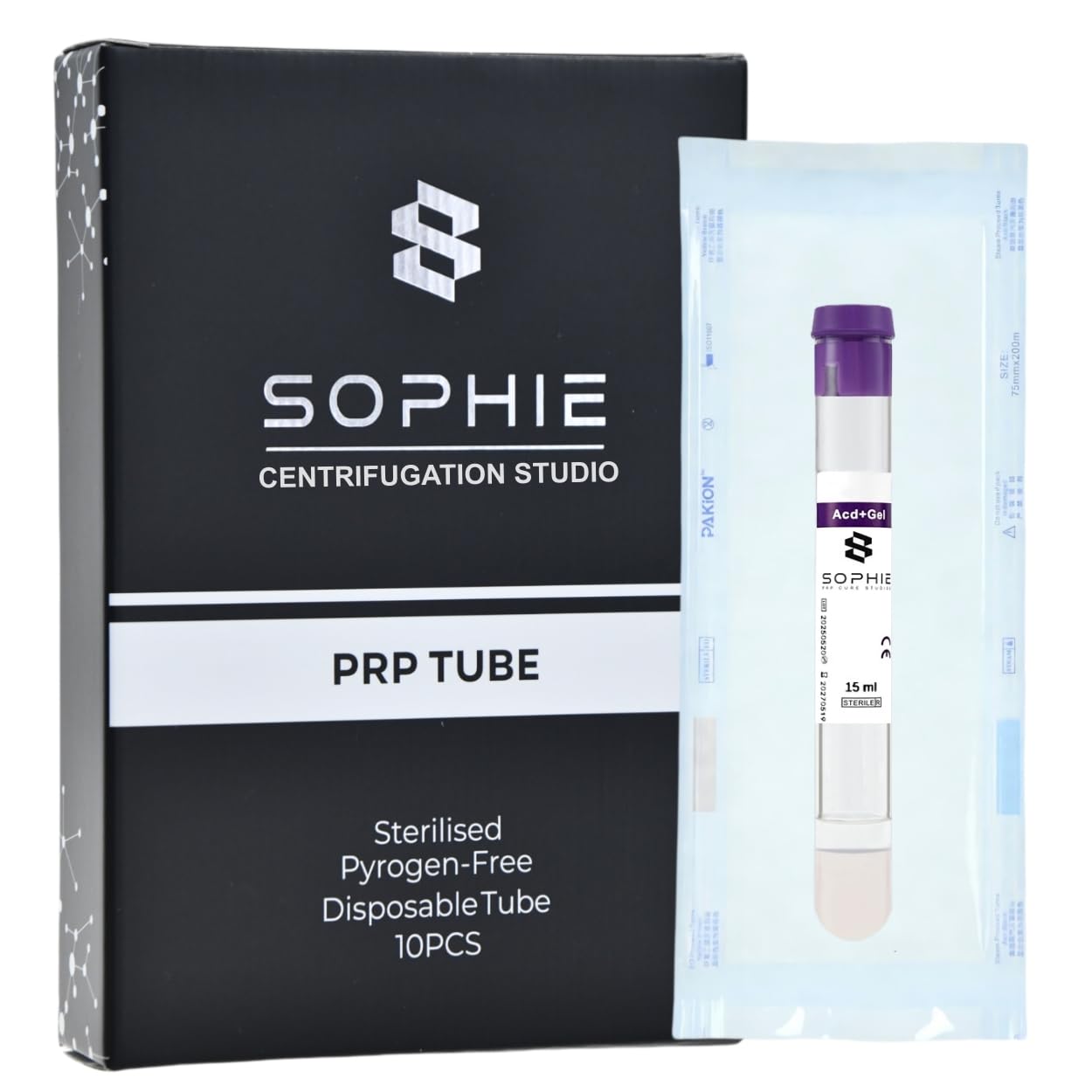 Sophie 10ml/15ml PRP Tubes for Lab Centrifugation PRP Systerm,Stable Quality Purple Tube, Individually Wrapped of 20PCS (15ml)