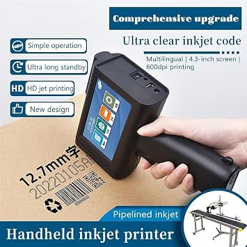 M10 Handheld Small Inkjet Printer, Date Batch Number Qr Code Coding Machine, 600dpi Ultra-Clear Printing, Multi-Lingual