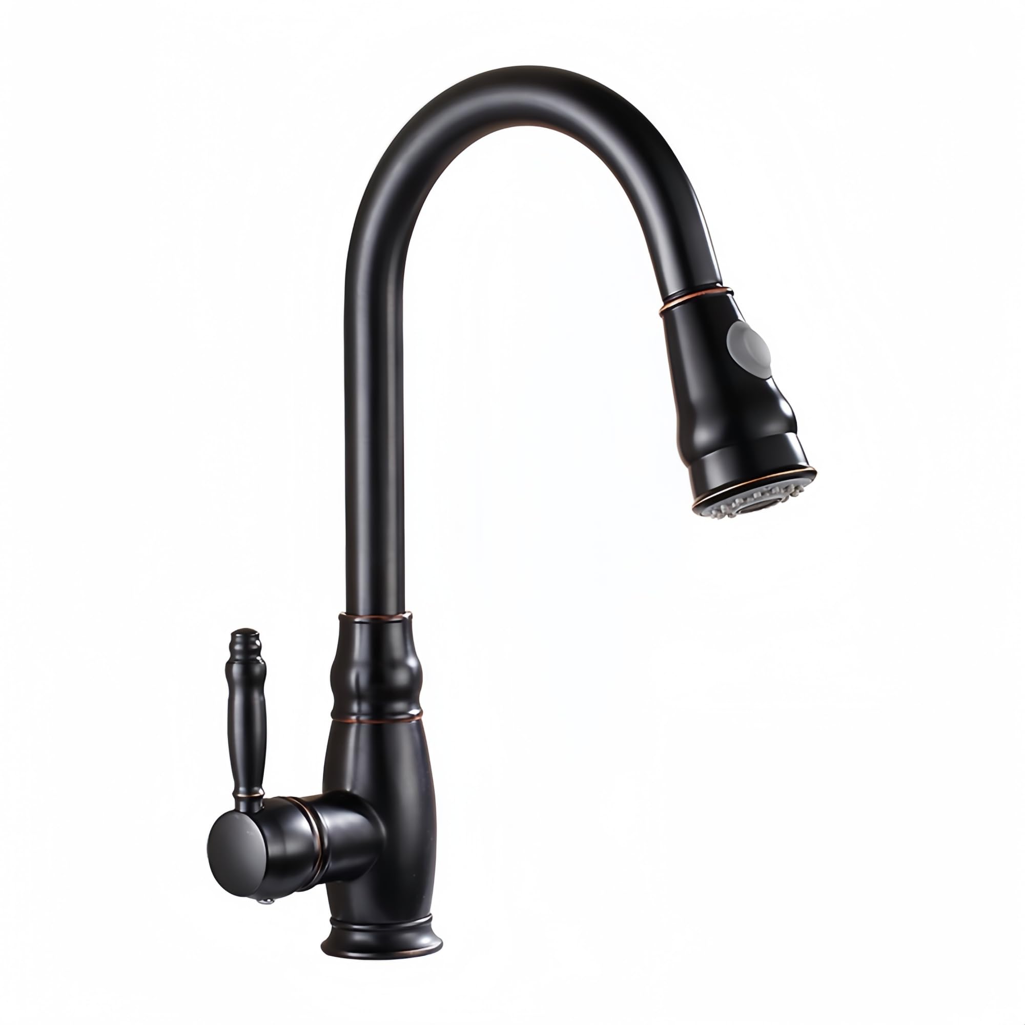 SEIDO Single Handle High Arc Pull Out Kitchen Faucet, Stainless Steel Kitchen Faucets with Pull Down Sprayer, Single Level Deck Mounted Kitchen Sink Faucet, Oil Rubbed Bronze
