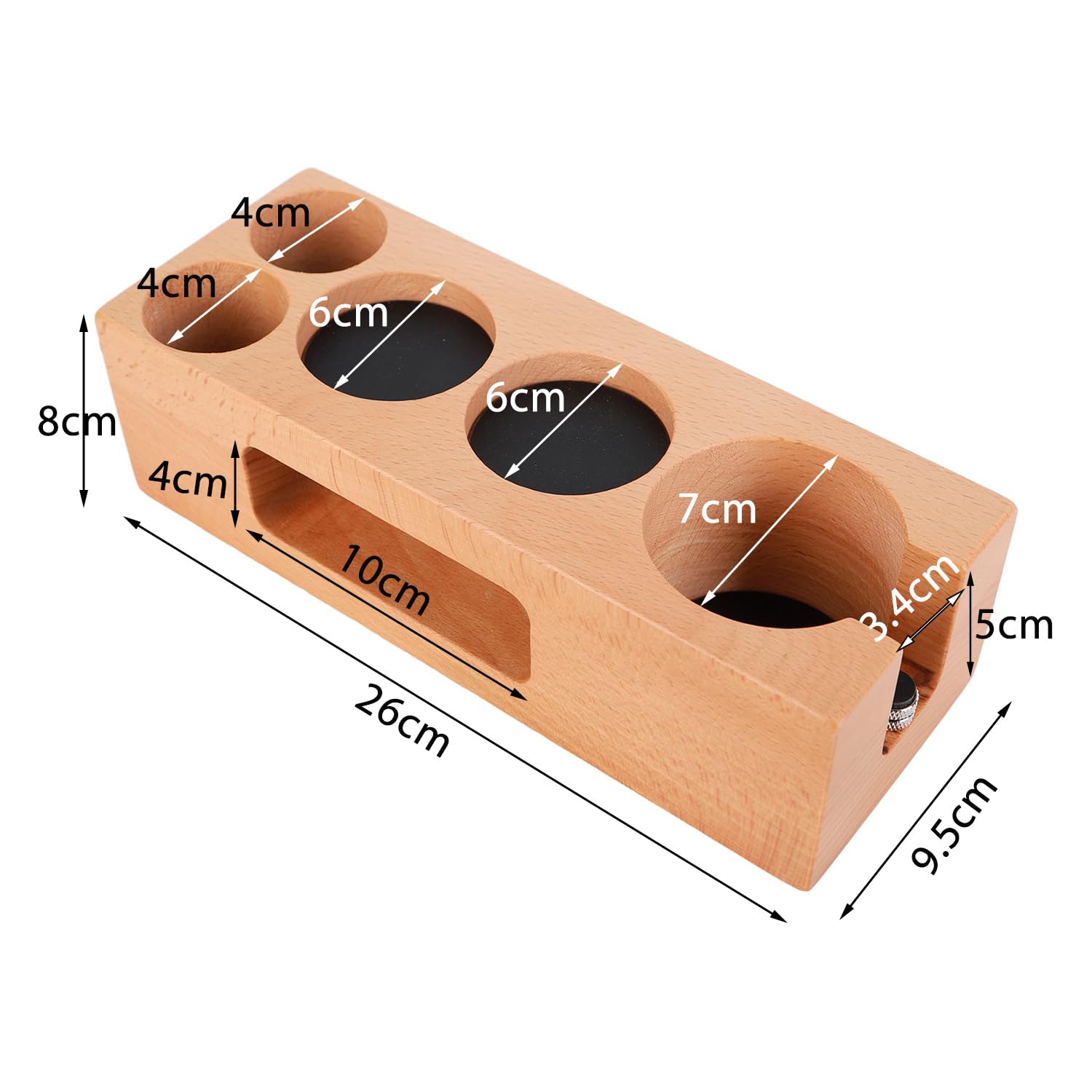 Tissting Soporte Para Compactador De Café 58mm Con Pies Antideslizantes Y 5 Orificios - Estación De Compactación De Café Para Hogar, Cafetería Y Restaurante Con Filtro De Madera Y Tapete