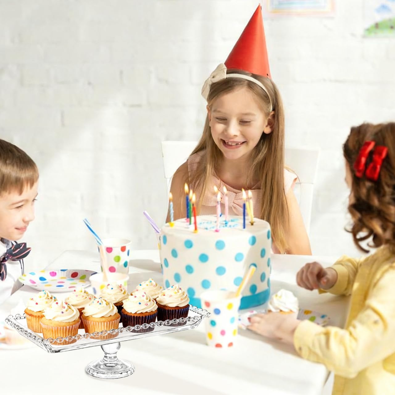 Glass Cake Stand Dessert Tray Candy Cake Serving Plate 11.7inch Serving Platter Footed Buffet for Wedding Brithday Party Decor Supplies - Image 2