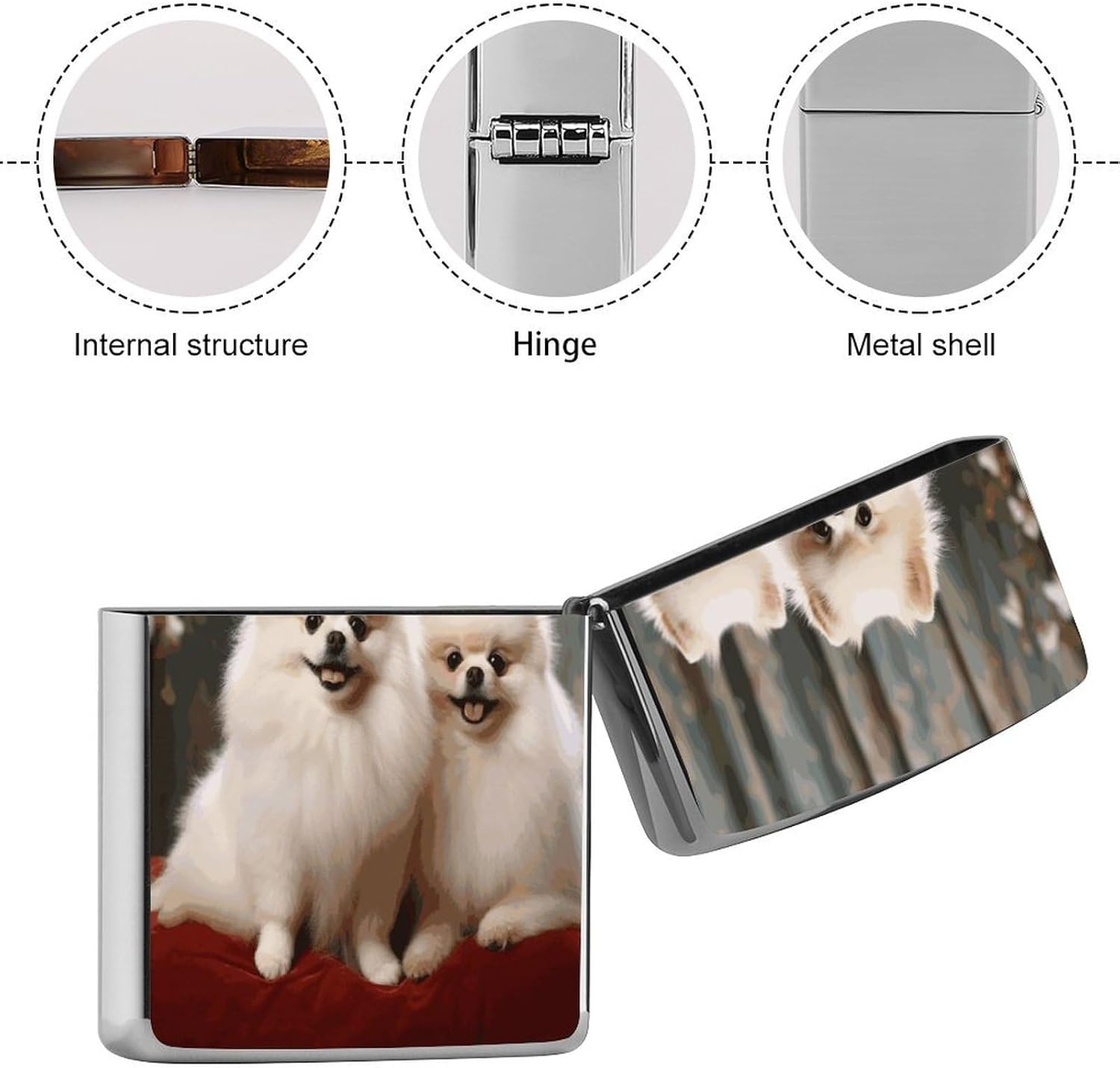 Short-haired Pomeranian Dog Metal Lighter Case Cover Lighter Sleeve