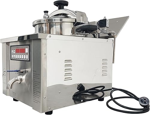 Miniatura 7 de Freidora a presión comercial de 16L, freidora eléctrica inteligente con 5 preajustes, tubo de calefacción exterior para aceite más saludable,