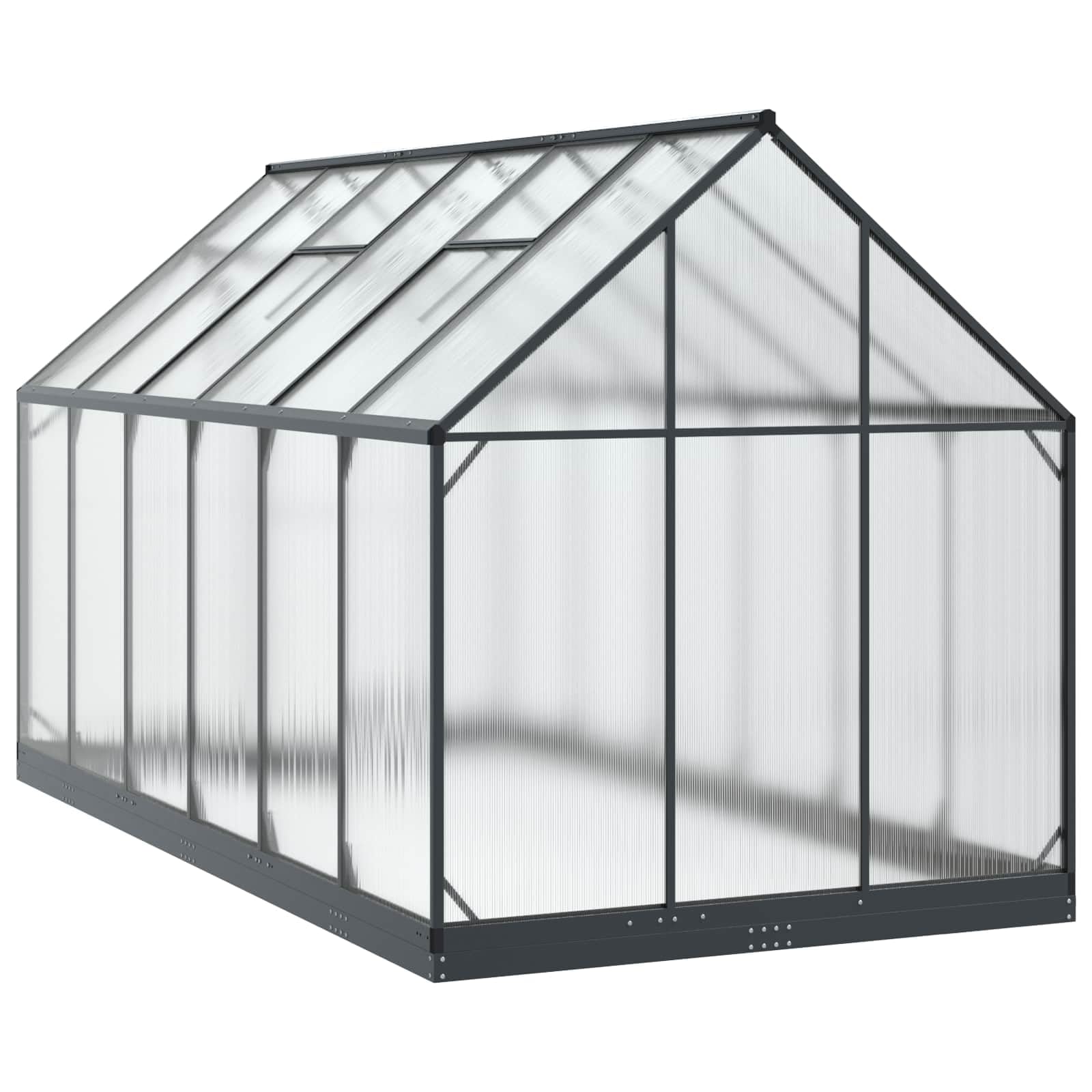 Szklarnia z drzwiami, antracytowa, wykonana z aluminium i stali ocynkowanej, 183,5 x 363,5 x 207 cm, odporna na warunki atmosferyczne, do uprawy pomidorów, tunel foliowy, pielęgnacja ogrodu i