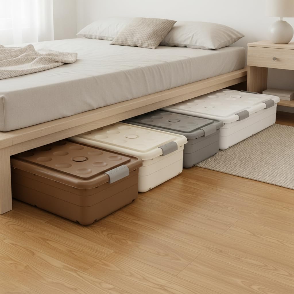 Organizer Portaoggetti Sottoletto, Bianco elegante 100x52x29cm