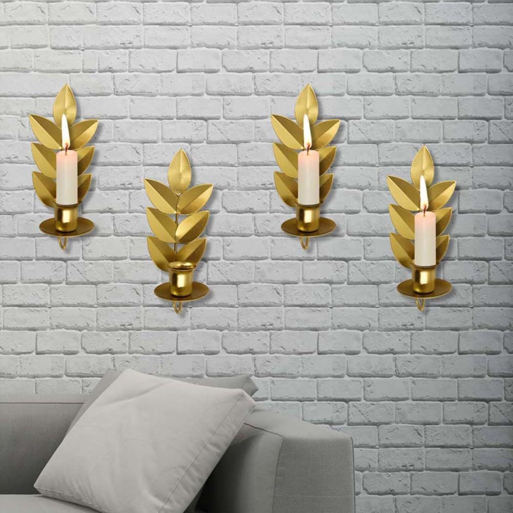 Stylish Metal Wall Sconce with Wheat Shape Designs Hanging Candle Holder Stand