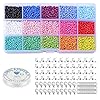 7500 stuks glazen kraaltjes, 3 mm, veelkleurig assortiment kleine kraaltjes, met kreeftsluitingen, springringen, kralen…