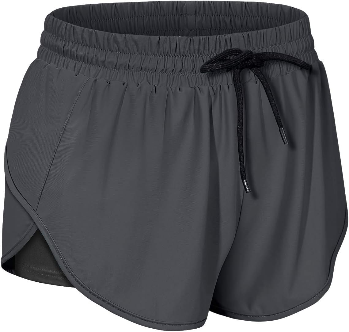 BLEVONH Women Drawstring Waist Athletic Running Shorts with Liner Inner Pocket