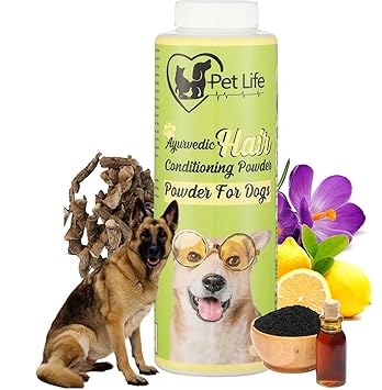 Pet Life Ayurvedic Hair Conditioning Powder for Dogs Effective to Detangles Hair, Skin Healing/Cleaning, Restores Hair Quality - Safe & Effective Pet Friendly Formula for All Dogs Breeds - 100 GM