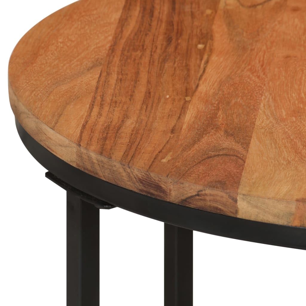 Homgoday Table basse 45 x 45 x 35 cm en bois d'acacia massif et fer, table d'appoint pour salon, salle de réception d'invités, chambre à coucher et mobilier de bureau